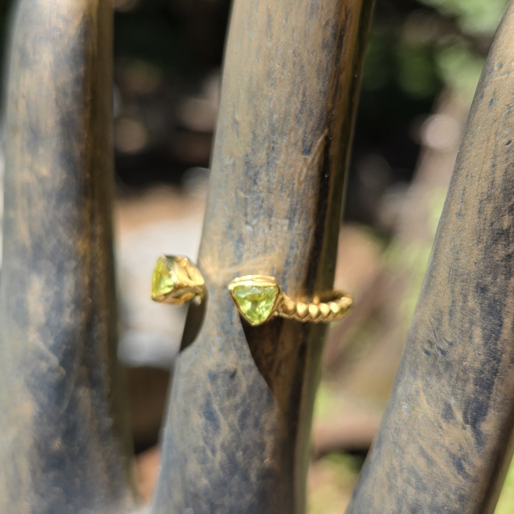 Peridot Natural Gemstone Sterling & Ring Sz8 Adjustable - Picture 3 of 7